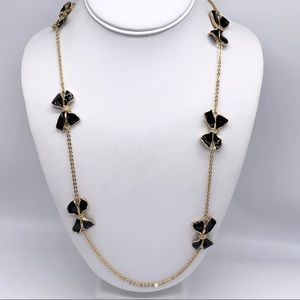 J. Crew Black Bow Gold Necklace